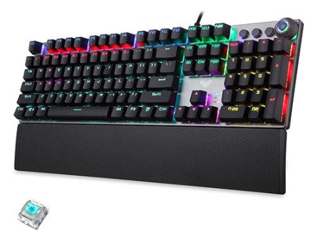 Aula F2088 Multimedia Durable Metal Panel BLACK 108 KEYS with Magnetic Wrist Wrest Mechanical Gaming Keyboard Online Sale