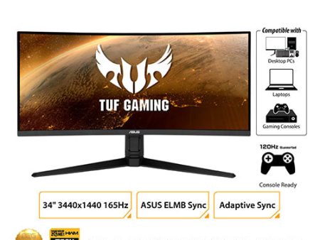 Asus TUF VG34VQL1B 34  Curved VA 165hz 3440 x 1440p Adaptive Freesync HDR400 1ms Monitor HDMI DP KVM USB, speaker, vesa Sale