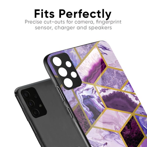 Purple Rhombus Marble Glass Case for Realme 9 For Sale