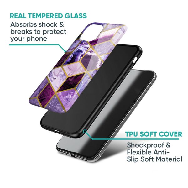 Purple Rhombus Marble Glass Case for Realme 9 For Sale