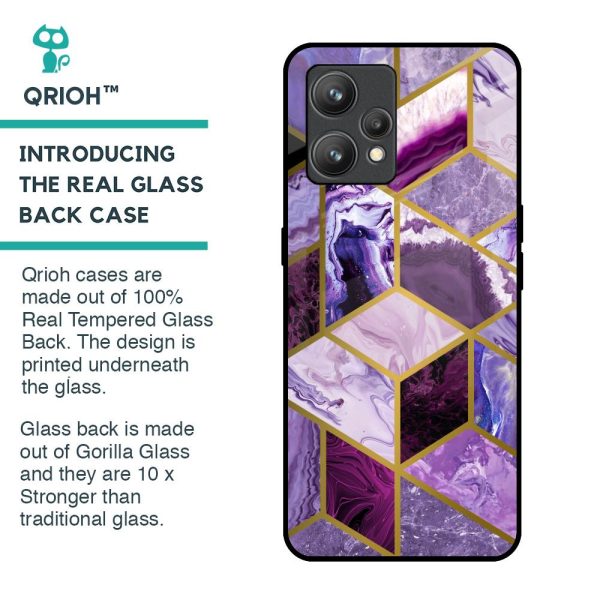 Purple Rhombus Marble Glass Case for Realme 9 For Sale