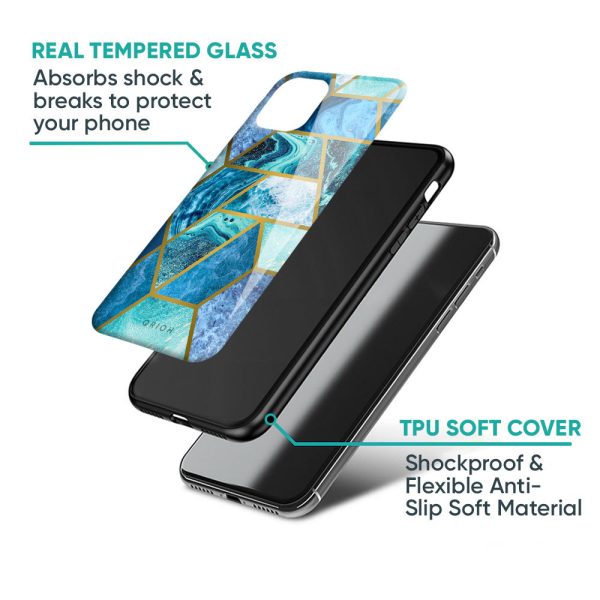 Turquoise Geometrical Marble Glass Case for Realme 9 Hot on Sale