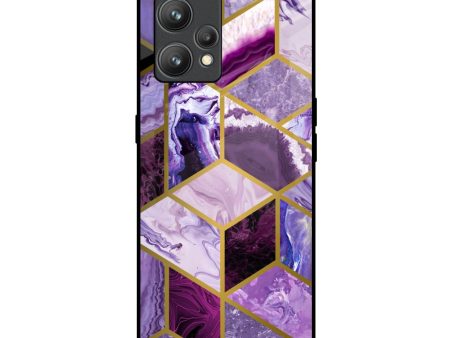 Purple Rhombus Marble Glass Case for Realme 9 For Sale