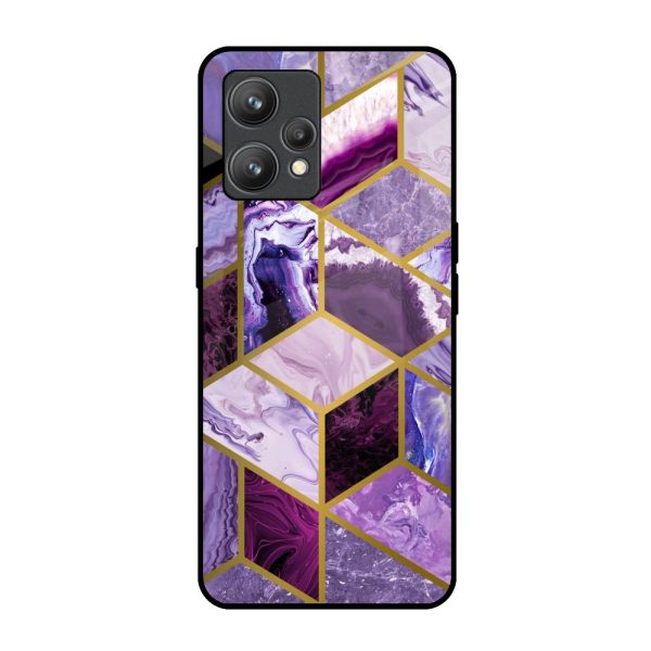 Purple Rhombus Marble Glass Case for Realme 9 For Sale