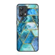 Turquoise Geometrical Marble Glass Case for Realme 9 Hot on Sale