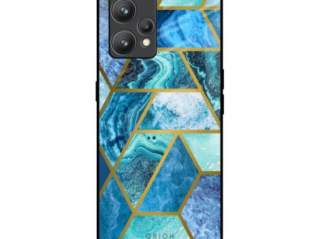 Turquoise Geometrical Marble Glass Case for Realme 9 Hot on Sale