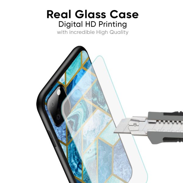 Turquoise Geometrical Marble Glass Case for Realme 9 Hot on Sale