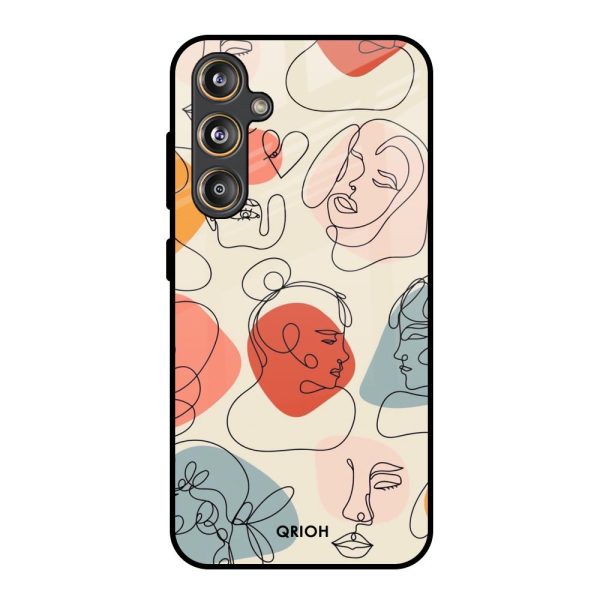 Abstract Faces Glass Case for Samsung Galaxy F55 5G on Sale